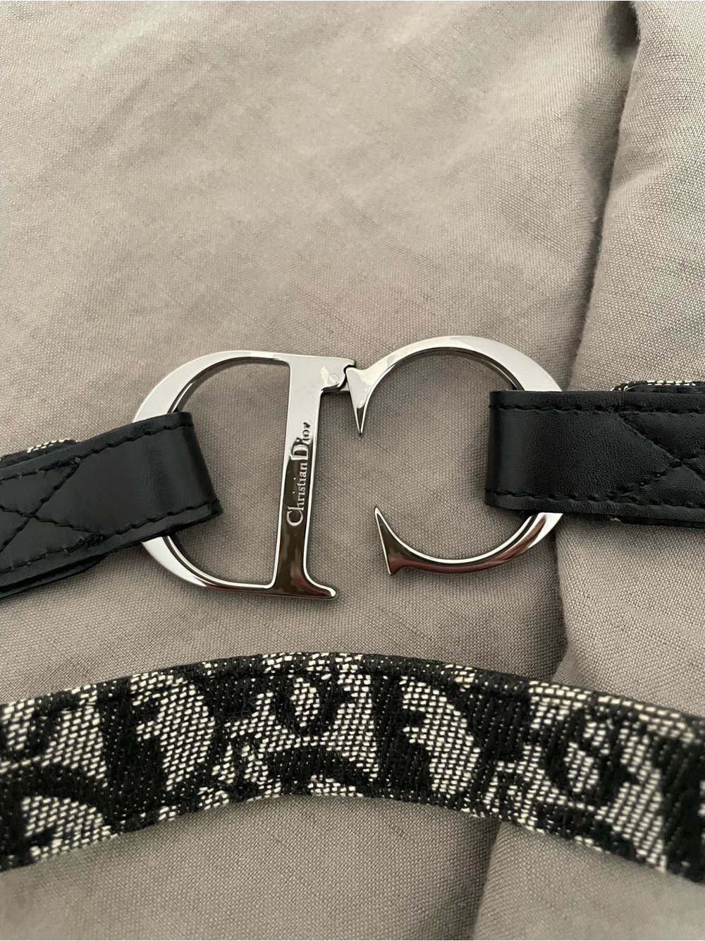 Dior Black Logo Belt with Silver-Tone Hardware - Picture 5 of 6